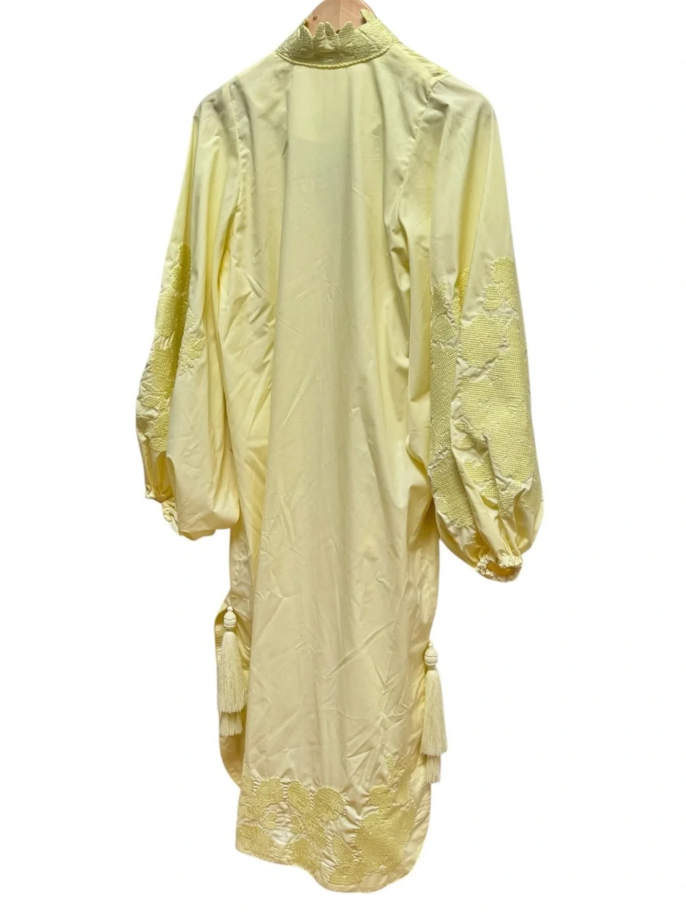 Yuliya Magdych Yellow Caftan Embroidered Roses Muslin Dress Caftan